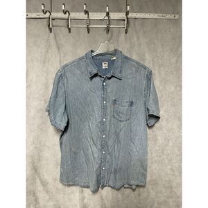 Levi's Jean Shirt Men 2XL XXL Light Blue Denim Button Up Standard Fit Short Slvs